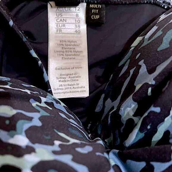 NEW Women's NIP TUCK Navy Leopard Multi-Fit Cup Ruched One Piece Swimsuit Size 8 - Picture 9 of 14